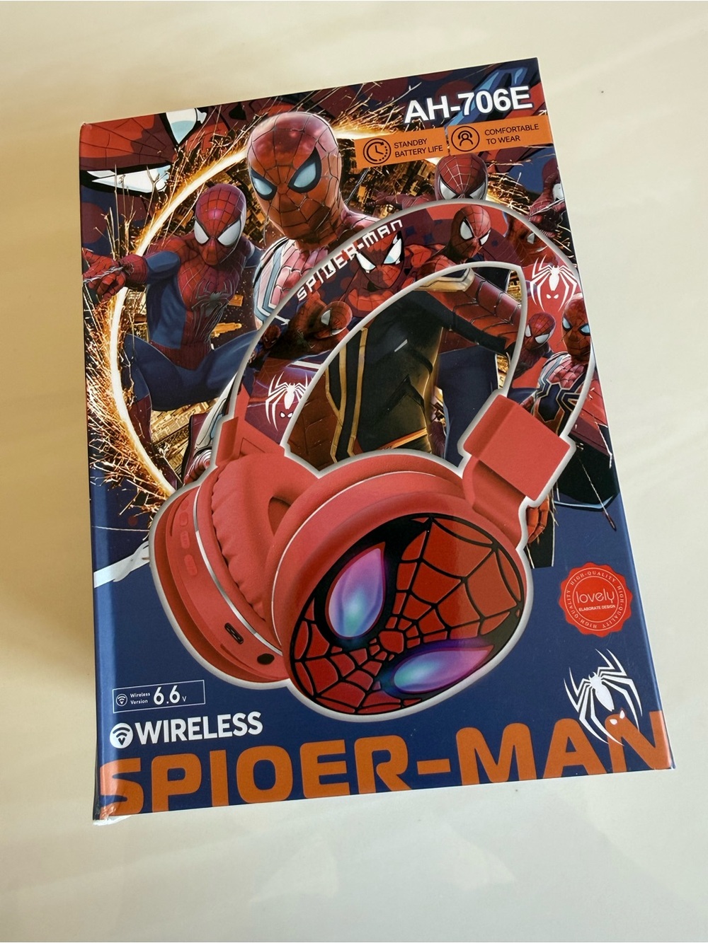 New Spider-Man Wireless Kids Headphones - BLACK